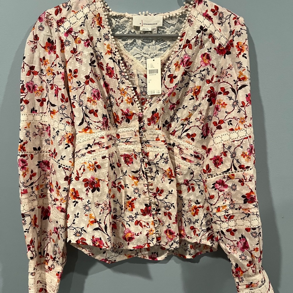 Anthropologie Floral Blouse - Multicolor